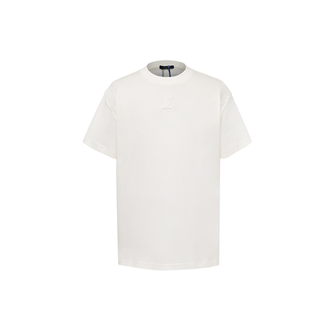 lv louis vuitton embossed monogram crew neck cotton t-shirt